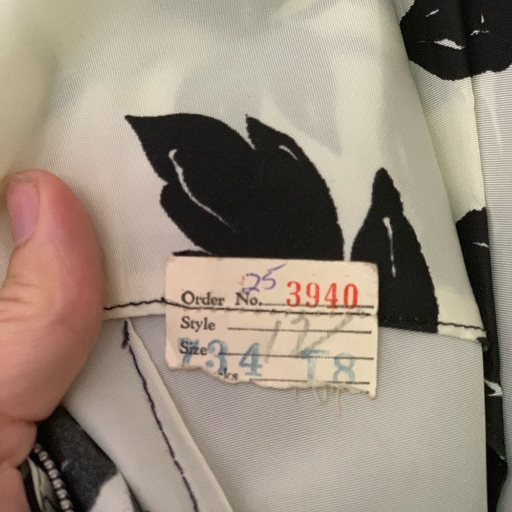 Vintage drape front black and white dress.